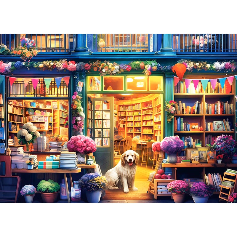 Nitktaia 500 Piece Puzzle for AdultsBookstore Dogs Puzzle Recycled Cardboar Jigsaw Puzzles 500 Pieces Challenging Family Activity Great Gift Idea for Family Friends Difficult Puzzles Size 205 x 15 in - Image 3