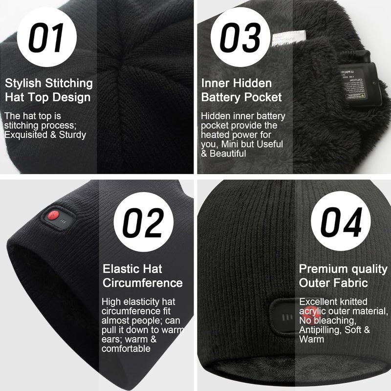 SVPRO Battery Heated Beanie Hat - Rechargeable Warm Winter Cap - Image 5