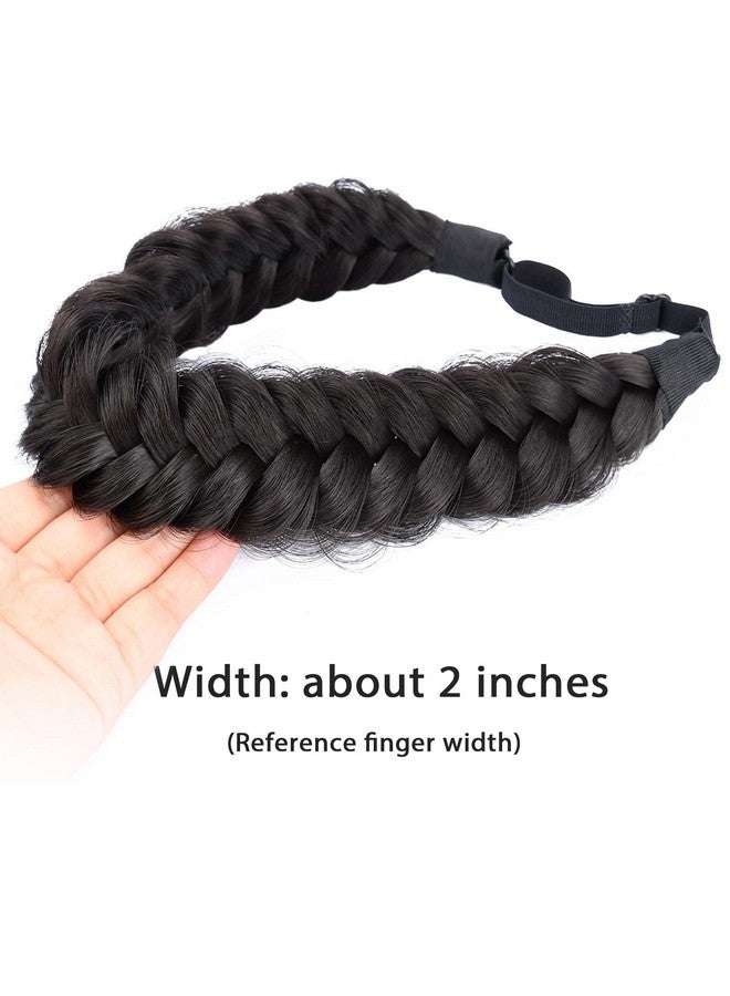 Loquat Messy Wide 2 Strands Synthetic Hair Braided Headband Hairpiece Women Girl Beauty Accessory 62G2.1 Oz (Deep Brown) - Image 2