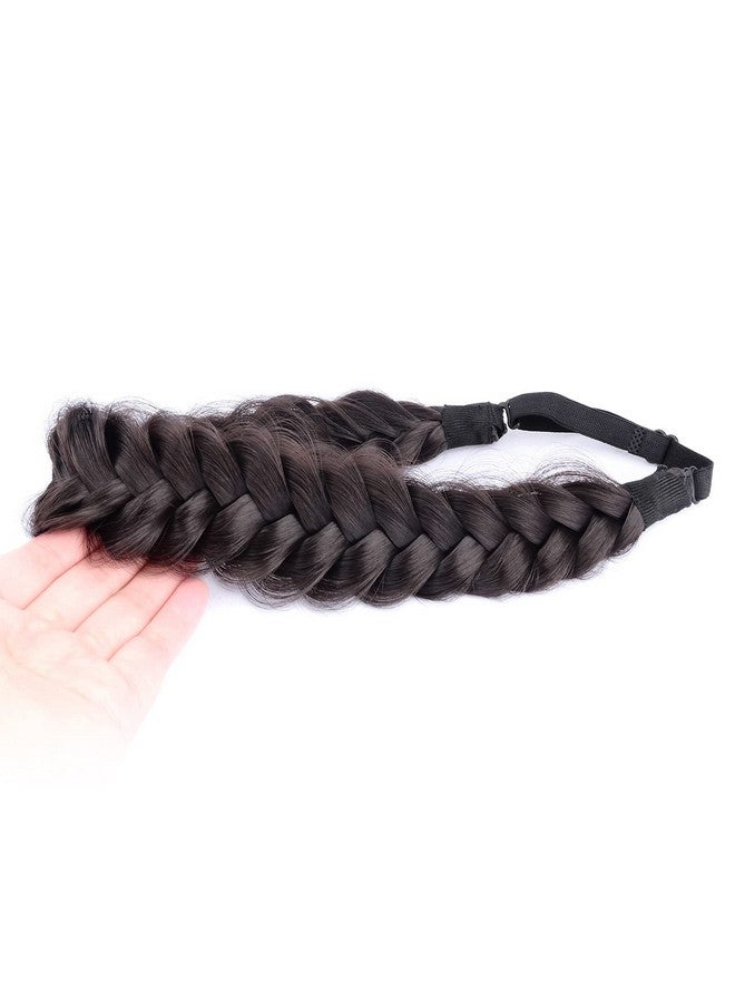 Loquat Messy Wide 2 Strands Synthetic Hair Braided Headband Hairpiece Women Girl Beauty Accessory 62G2.1 Oz (Deep Brown) - Image 4