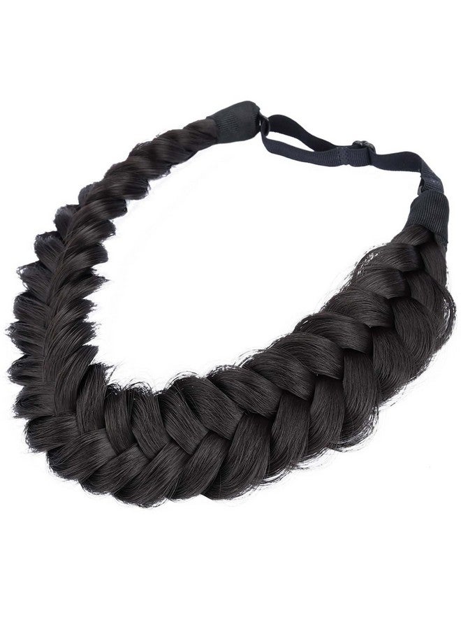 Loquat Messy Wide 2 Strands Synthetic Hair Braided Headband Hairpiece Women Girl Beauty Accessory 62G2.1 Oz (Deep Brown) - Image 1