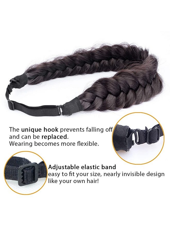 Loquat Messy Wide 2 Strands Synthetic Hair Braided Headband Hairpiece Women Girl Beauty Accessory 62G2.1 Oz (Deep Brown) - Image 5