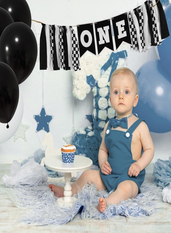 XLIUAX 1st Birthday High Chair Banner, Black White Race Car Birthday Banners, One Highchair Banner Tassel, First Birthdays Photo Prop Boy Racing Theme Decoration - Image 3