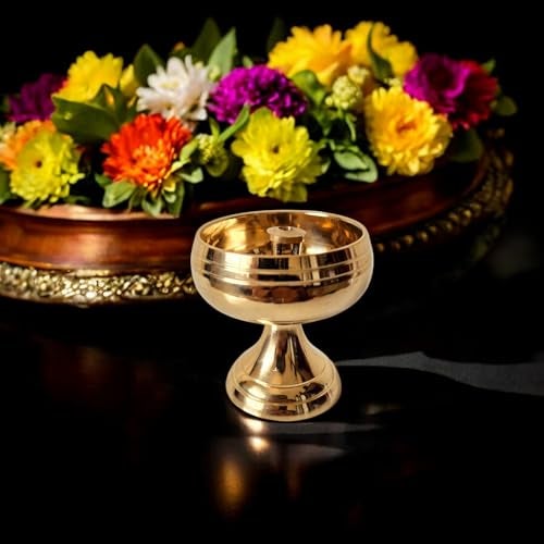 RAISOM Premium Brass Kuber Diya | Nitya Piyali Style Oil Lamp | Ideal for Daily Pooja Use in Home and Office Temple | Pack of 2 Brass Diyas for Pooja | Height : 2 Inch | Weight : 70 Grams Each - Image 5