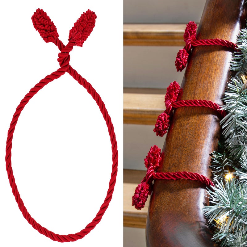 Haute Decor Decorative Garland Twist Ties 6 Pack 20 inches Red  Hang Garland Lights Decorations  Christmas and YearRound