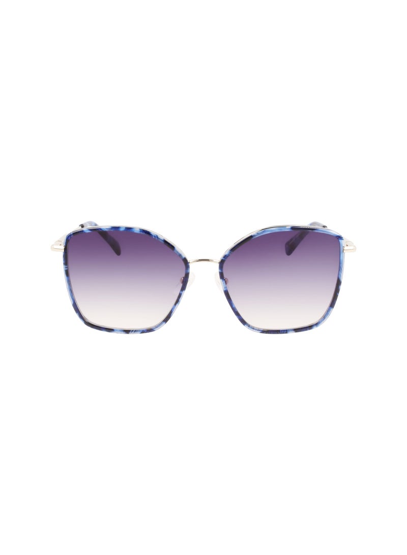 Longchamp Women's UV Protection Rectangular Shape Metal Sunglasses LO685S-745-5917 - Lens Size: 59 - Gold/Textured Blue - Image 1