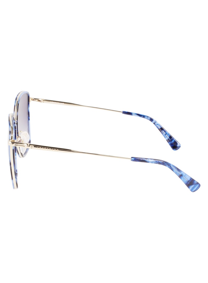 Longchamp Women's UV Protection Rectangular Shape Metal Sunglasses LO685S-745-5917 - Lens Size: 59 - Gold/Textured Blue - Image 4
