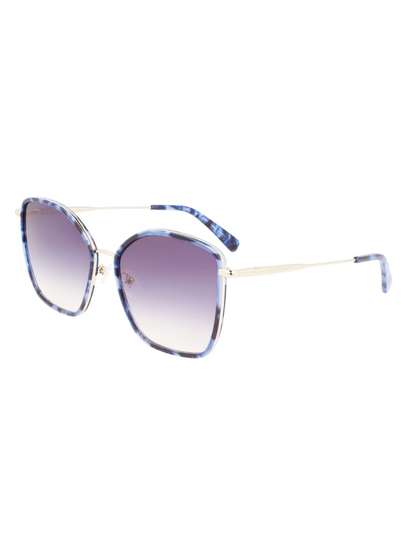 Longchamp Women's UV Protection Rectangular Shape Metal Sunglasses LO685S-745-5917 - Lens Size: 59 - Gold/Textured Blue - Image 2