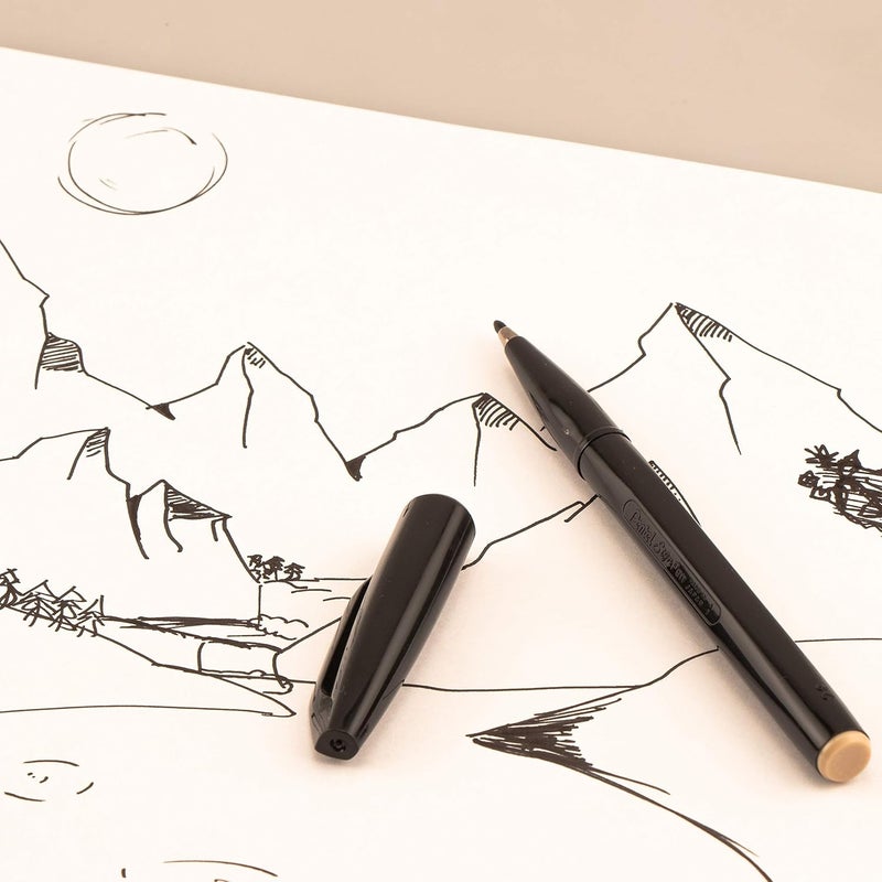 Pentel Arts Sign Pen, Black Ink, 2 Pack (S520BP2A), Assorted - Image 3