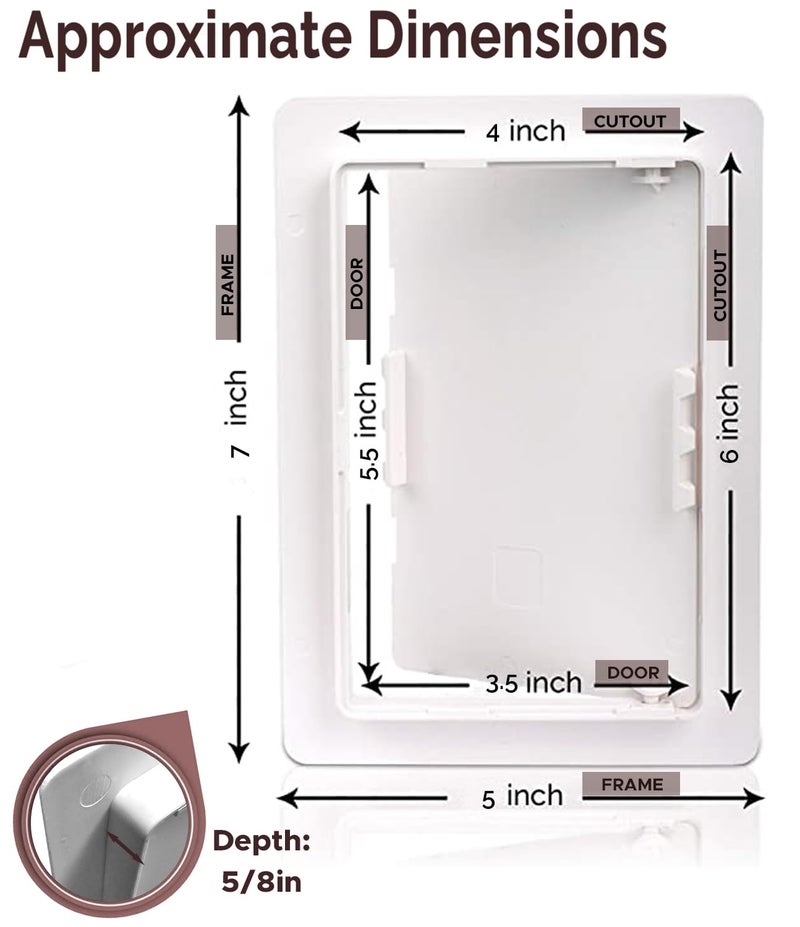 Morvat Access Panel 4x6 Inch for Drywall & Ceiling with Door, Heavy-Duty Durable ABS Plastic & Easy Install Access Box, Wall Hole Cover Plate for Plumbing & Electrical Cables & Wiring, White - Image 2
