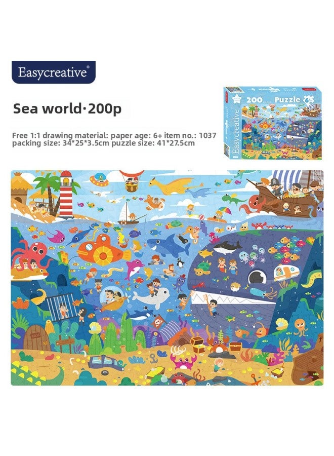 Ancient Original Fairy Tale Series The Little Prince 200 Pieces Paper Boxed Puzzle Children's Intelligence Toys-Color:Sea World 200 1037 - Image 1