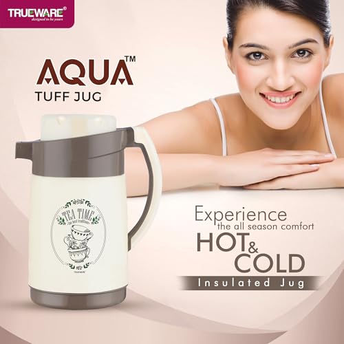 Trueware Aqua Jug Insulated Flask -1000 Ml | Insulated Tea Pot Kettle Inner Steel Outer Plastic | Hot & Cold | Food Grade Plastic | Lightweight BPA-Free | Wide Mouth Design | Ideal for Office, Travel - Image 2