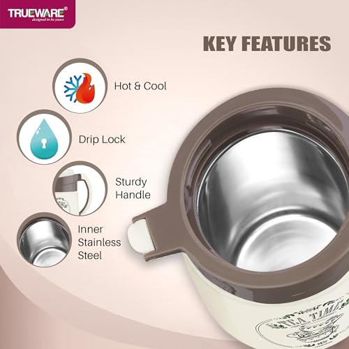 Trueware Aqua Jug Insulated Flask -1000 Ml | Insulated Tea Pot Kettle Inner Steel Outer Plastic | Hot & Cold | Food Grade Plastic | Lightweight BPA-Free | Wide Mouth Design | Ideal for Office, Travel - Image 3