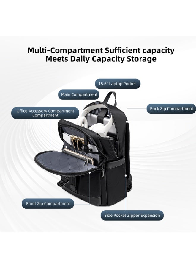 أركتيك هانتر حقيبة ظهر Arctic Hunter للكمبيوتر المحمول للرجال بسعة 15 لترًا، حقيبة ظهر أنيقة ثقيلة مقاومة للماء لأجهزة الكمبيوتر المحمول مقاس 15.6 بوصة، حقيبة ظهر متعددة المقصورات مع مشبك مضاد للسرقة، حقيبة ظهر مكتب للسفر - Image 3