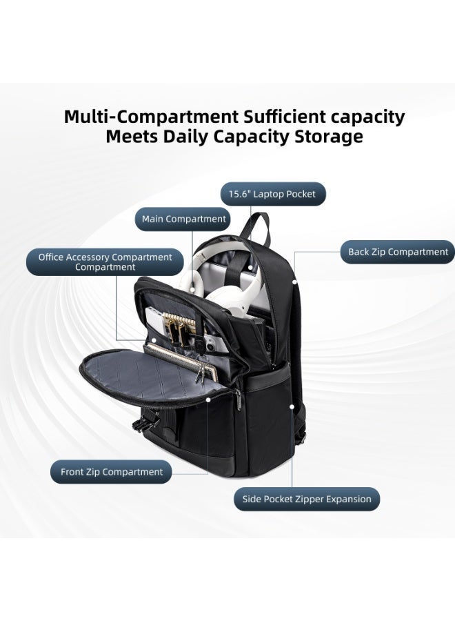 أركتيك هانتر حقيبة ظهر Arctic Hunter للكمبيوتر المحمول للرجال بسعة 15 لترًا، حقيبة ظهر أنيقة ثقيلة مقاومة للماء لأجهزة الكمبيوتر المحمول مقاس 15.6 بوصة، حقيبة ظهر متعددة المقصورات مع مشبك مضاد للسرقة، حقيبة ظهر مكتب للسفر - Image 3