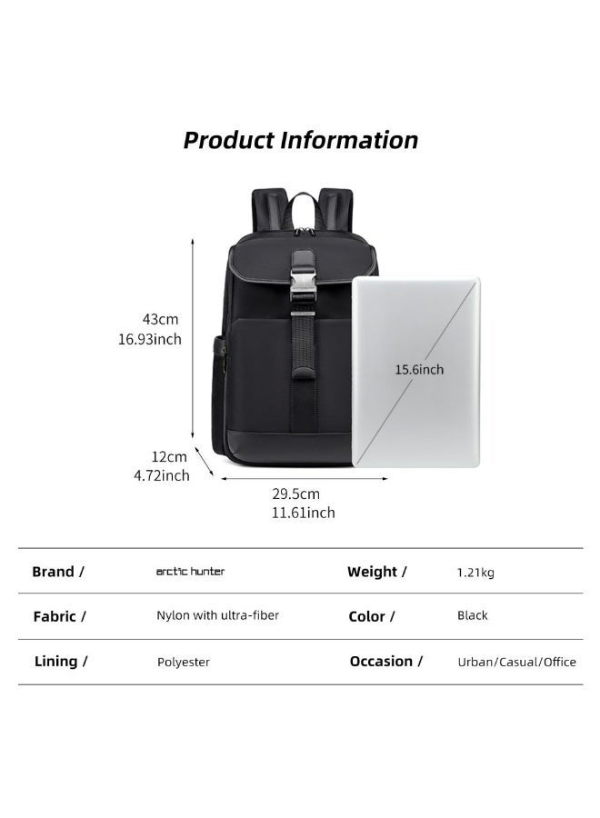 أركتيك هانتر حقيبة ظهر Arctic Hunter للكمبيوتر المحمول للرجال بسعة 15 لترًا، حقيبة ظهر أنيقة ثقيلة مقاومة للماء لأجهزة الكمبيوتر المحمول مقاس 15.6 بوصة، حقيبة ظهر متعددة المقصورات مع مشبك مضاد للسرقة، حقيبة ظهر مكتب للسفر - Image 5