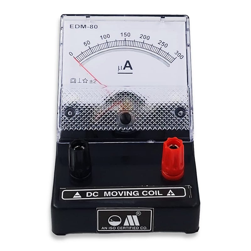 OM ® Meters EDM-80 Desk Stand Analog 0-300 uA Micro Ammeter | Moving Coil Ampere Meter | Meter For Educational purpose | Black - Image 3