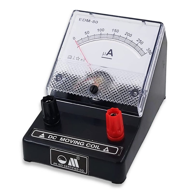 OM ® Meters EDM-80 Desk Stand Analog 0-300 uA Micro Ammeter | Moving Coil Ampere Meter | Meter For Educational purpose | Black - Image 2