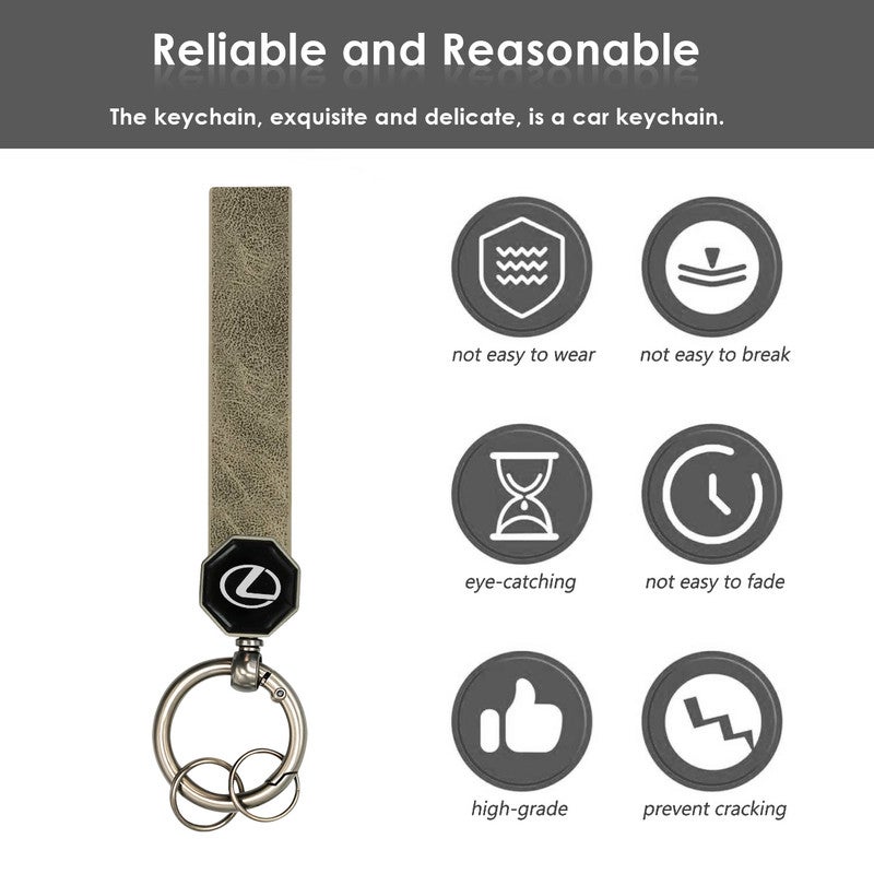 ليكساس سلسلة مفاتيح بشعار سيارة LEXUS باللون الأسود - حلقة مفاتيح معدنية فاخرة، حامل مفاتيح سيارة متين، طلاء مقاوم للخدش، إكسسوار أنيق وصغير الحجم بشعار AGC لمفاتيح السيارة والمنزل والمكتب - Image 3