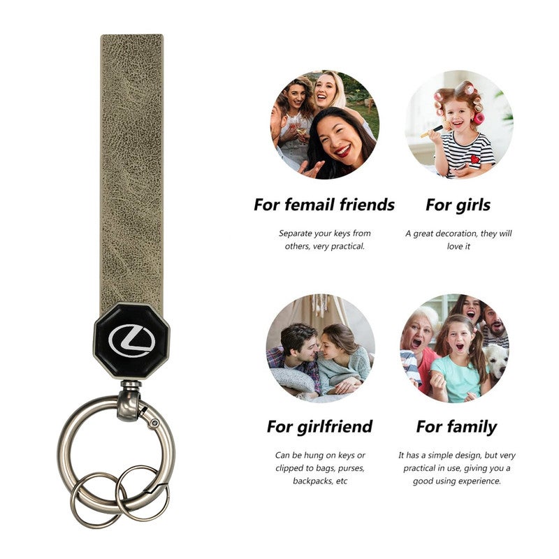 ليكساس سلسلة مفاتيح بشعار سيارة LEXUS باللون الأسود - حلقة مفاتيح معدنية فاخرة، حامل مفاتيح سيارة متين، طلاء مقاوم للخدش، إكسسوار أنيق وصغير الحجم بشعار AGC لمفاتيح السيارة والمنزل والمكتب - Image 2