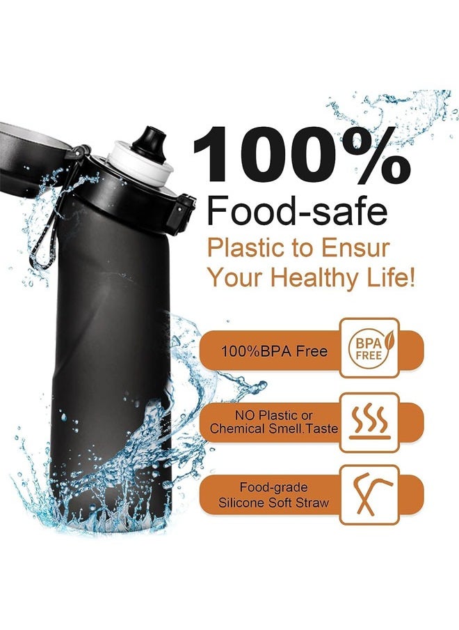 Hihonor - Air Water Bottle with 5 PCS Flavor Pods, 650ml Fruit Fragrance Scented Water Cup with Straw, BPA Free, 0% Sugar, for Outdoor Sports, Gifts for Friends, Birthday Gifts (1 Black Bottle+5 Pods Flavors) - Image 1