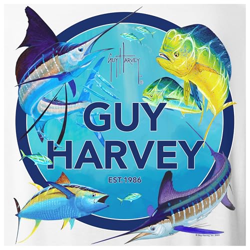 Guy Harvey Men’s Offshore Fish Collection Short Sleeve T-Shirt, Bright White/Collage, X-Large - Image 3