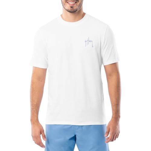 Guy Harvey Men’s Offshore Fish Collection Short Sleeve T-Shirt, Bright White/Collage, X-Large - Image 2