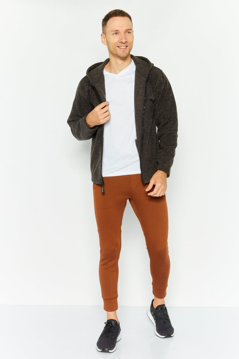 Hurley Men Brand Logo Long Sleeves Full Zip Hoodie, Heather Black - Image 2