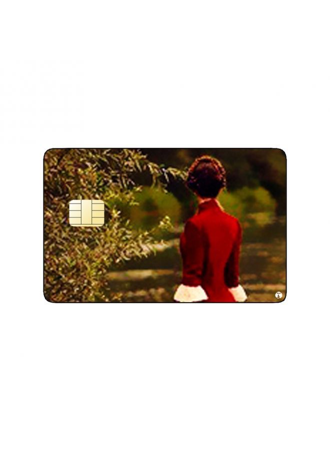 RKN PRINTED BANK CARD STICKER Beautiful Girl Vintage Art In Red Dress - Image 2