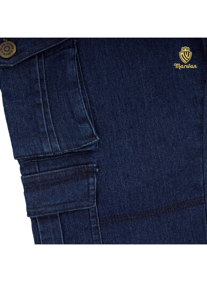 MARWAN Denim Kids Boys Cargo Long Pants with Adjustable Elastic Waistband and Trendy Wide-Leg Design (2–8 Years) - Image 4