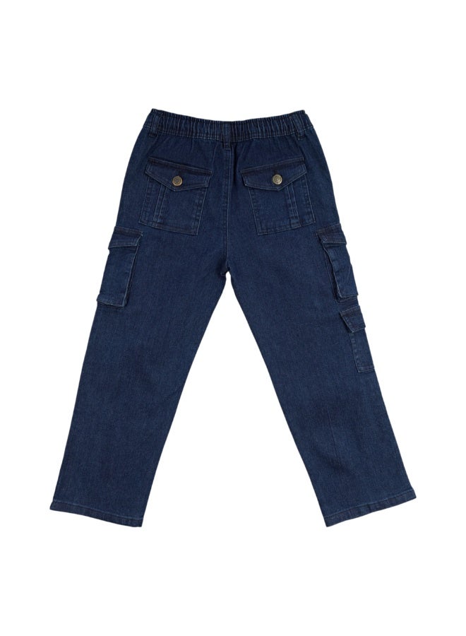 MARWAN Denim Kids Boys Cargo Long Pants with Adjustable Elastic Waistband and Trendy Wide-Leg Design (2–8 Years) - Image 2