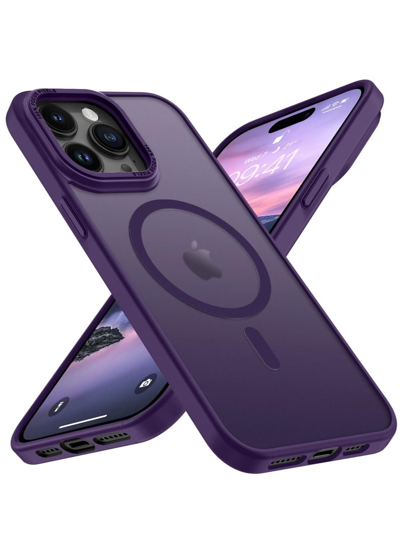 Generic - Magnetic Case for iPhone 14 Pro Max 6.7 Inch Case Translucent Matte Phone Case Slim Thin Shockproof Anti-Yellow Women Men Girls Boys Protective Cover (Purple) - Image 1