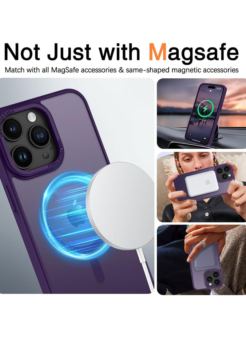 Generic - Magnetic Case for iPhone 14 Pro Max 6.7 Inch Case Translucent Matte Phone Case Slim Thin Shockproof Anti-Yellow Women Men Girls Boys Protective Cover (Purple) - Image 1