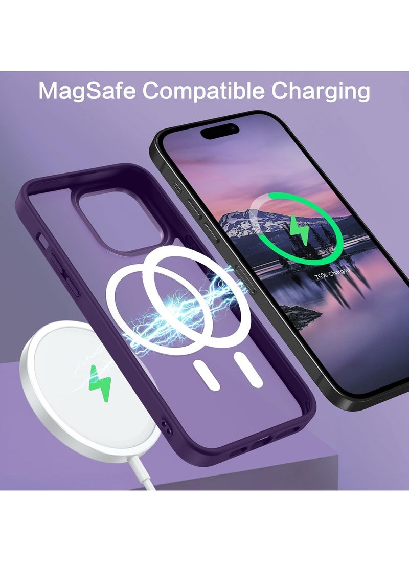 Generic - Magnetic Case for iPhone 14 Pro Max 6.7 Inch Case Translucent Matte Phone Case Slim Thin Shockproof Anti-Yellow Women Men Girls Boys Protective Cover (Purple) - Image 1