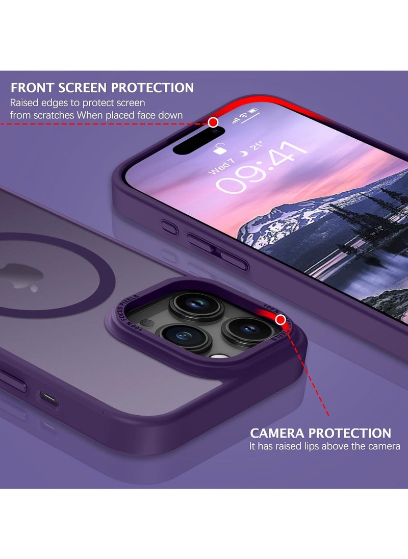Generic - Magnetic Case for iPhone 14 Pro Max 6.7 Inch Case Translucent Matte Phone Case Slim Thin Shockproof Anti-Yellow Women Men Girls Boys Protective Cover (Purple) - Image 1