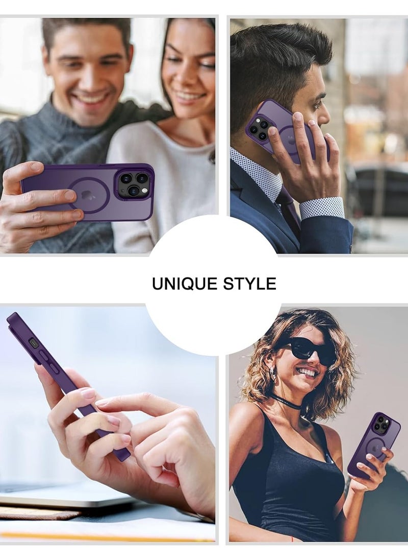 Generic - Magnetic Case for iPhone 14 Pro Max 6.7 Inch Case Translucent Matte Phone Case Slim Thin Shockproof Anti-Yellow Women Men Girls Boys Protective Cover (Purple) - Image 1