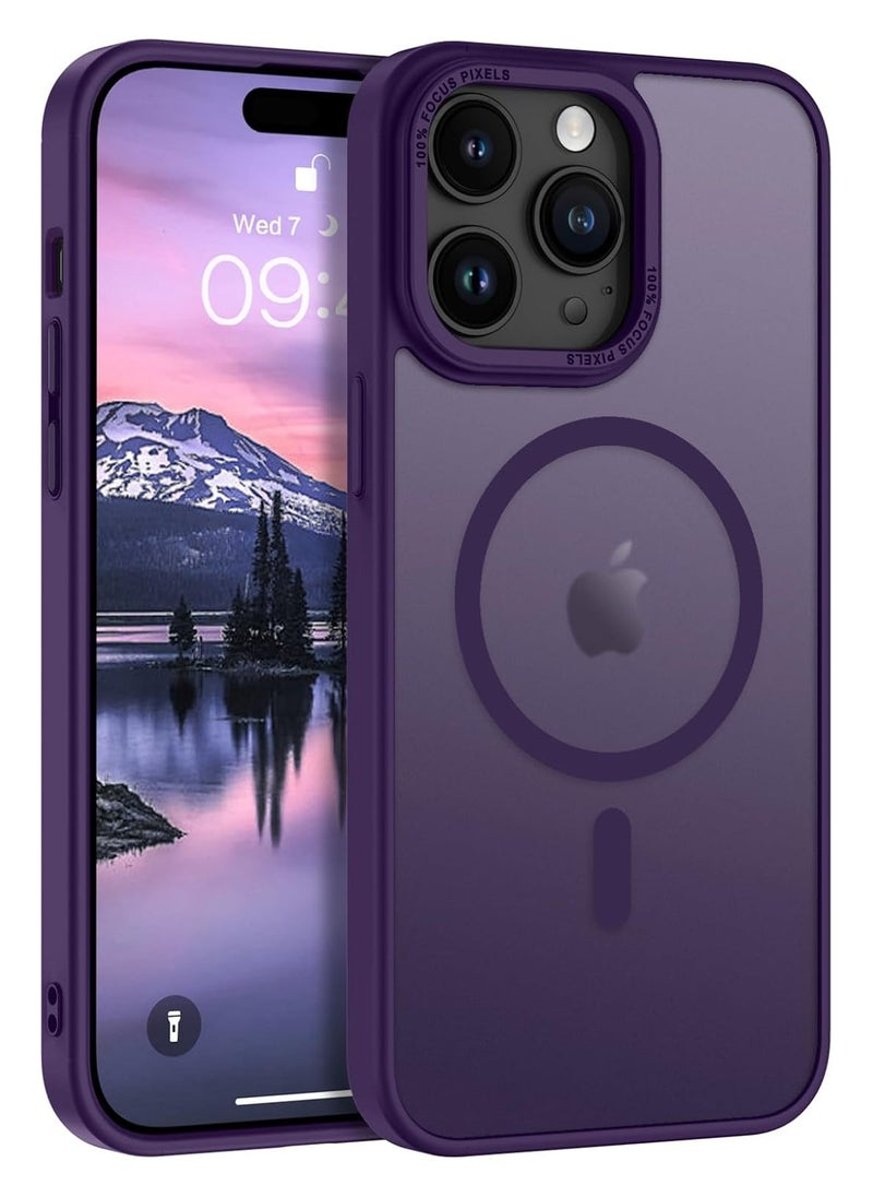 Generic - Magnetic Case for iPhone 14 Pro Max 6.7 Inch Case Translucent Matte Phone Case Slim Thin Shockproof Anti-Yellow Women Men Girls Boys Protective Cover (Purple) - Image 1