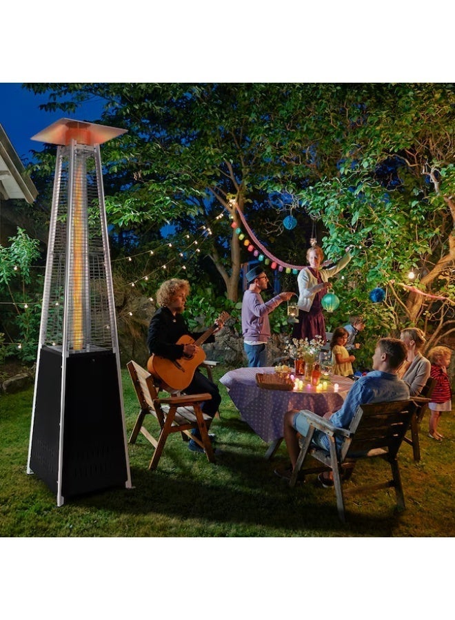 Pyramid Patio Heater, 48,000 BTU Propane Outdoor Heater with Quartz Glass Flame Tube & Wheels (Silver Black) – for Garden, Terrace & Restaurant Use - Image 3
