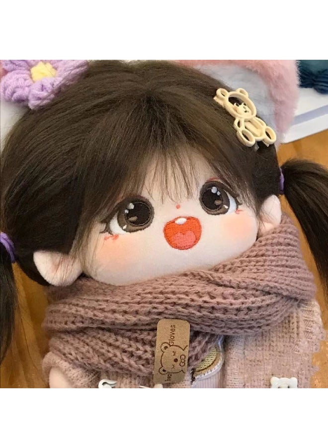 Chestnut Cotton Doll Girl Doll 20cm No Attribute Can Be Changed Plush Doll Friends Girl Birthday Gift-Specifications:20cm (no Skeleton)-Color:Naked Baby + Hairstyle + Wizard 5-piece Set (gift) - Image 4