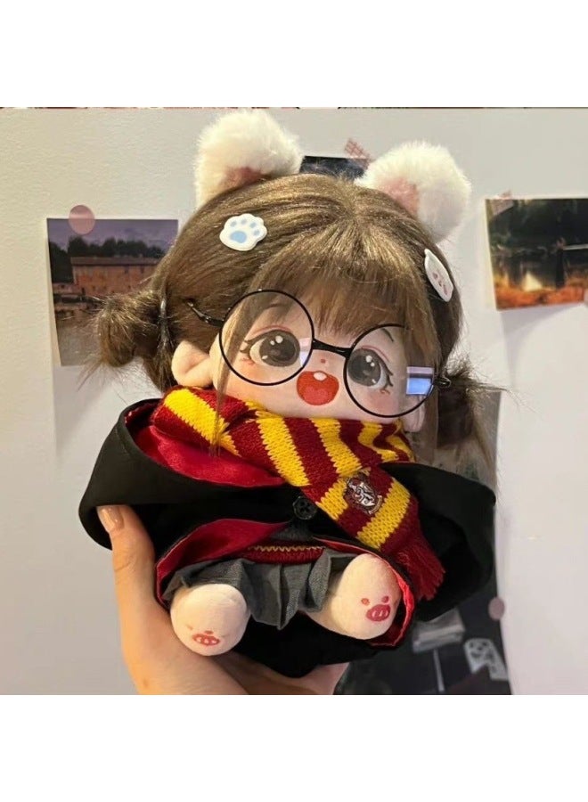 Chestnut Cotton Doll Girl Doll 20cm No Attribute Can Be Changed Plush Doll Friends Girl Birthday Gift-Specifications:20cm (no Skeleton)-Color:Naked Baby + Hairstyle + Wizard 5-piece Set (gift) - Image 1