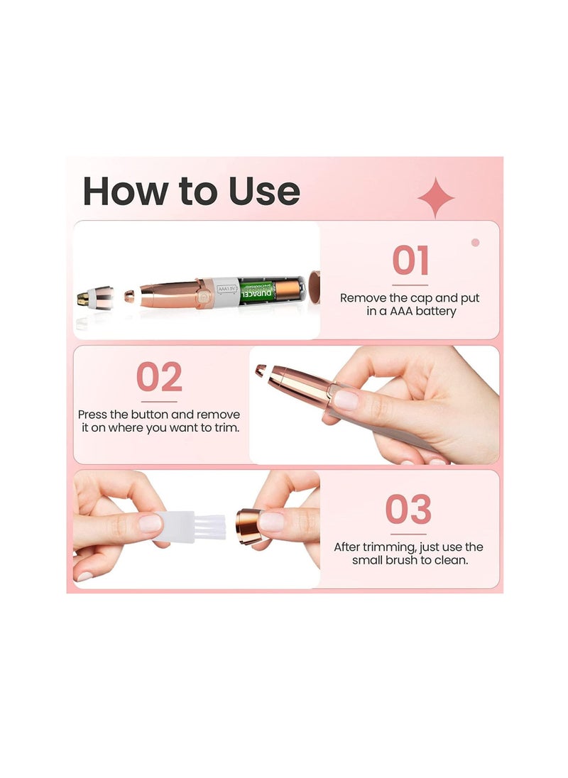Furtey Eyebrow Trimmer Women with LED Light Painless Protable Safe Lady Trimmer Eyebrow Epilator Pen for  Eyebrow Hair Removal for Women Men  - Image 5