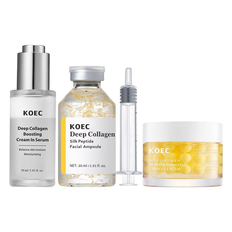Koec Collagen Skincare Set Silk Peptide Ampoule + Water Emulsion Essence + Collagen Capsule Cream Tk Item - Image 2