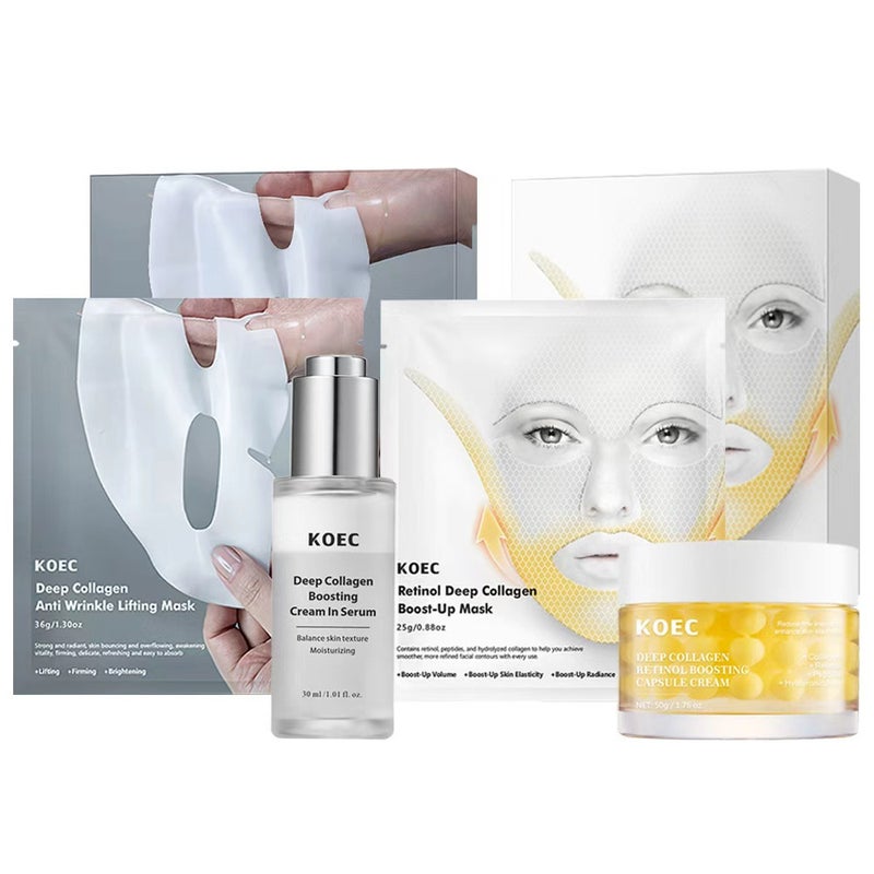 Koec Collagen Skincare Set Silk Peptide Ampoule + Water Emulsion Essence + Collagen Capsule Cream Tk Item - Image 3