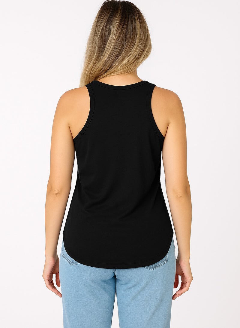 Soft Steps Black body sports wear cotton lycra closed neck side slit Size M  - Image 2