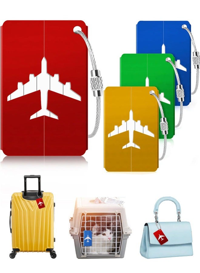 4 Pcs Luggage Tags, Luggage Labels Travel Suitcases Aluminium Tags with Name ID Card for Luggage Baggage Identity ID Labels - Image 1