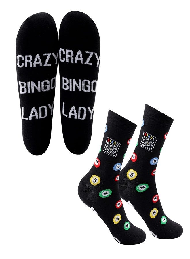 MBMSO Funny BGO Socks BGO Lovers Gifts 2 Pairs Crazy BGO Lady Dress Socks BGO Game Gifts (Crazy bingo lady) - Image 1