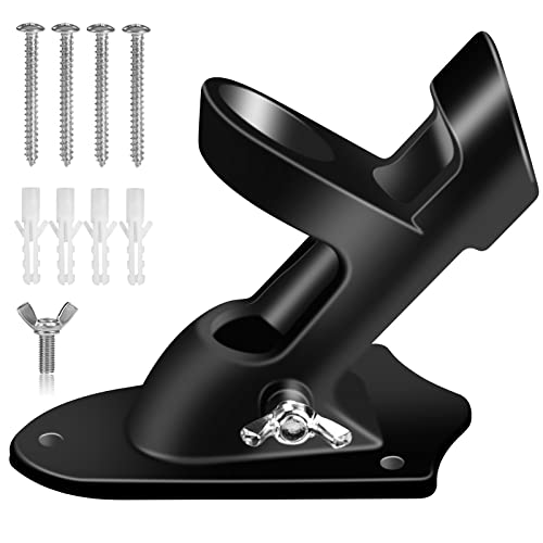 BONWIN Flag Pole Holder Brackets, BONWIN 1" Flag Pole Mounting Bracket with Hardwares for House Wall Mount, 1" Inner Diameter, Two Positions & Aluminium Alloy, Rust Free Coated (Black - 1 Pack) - Image 1