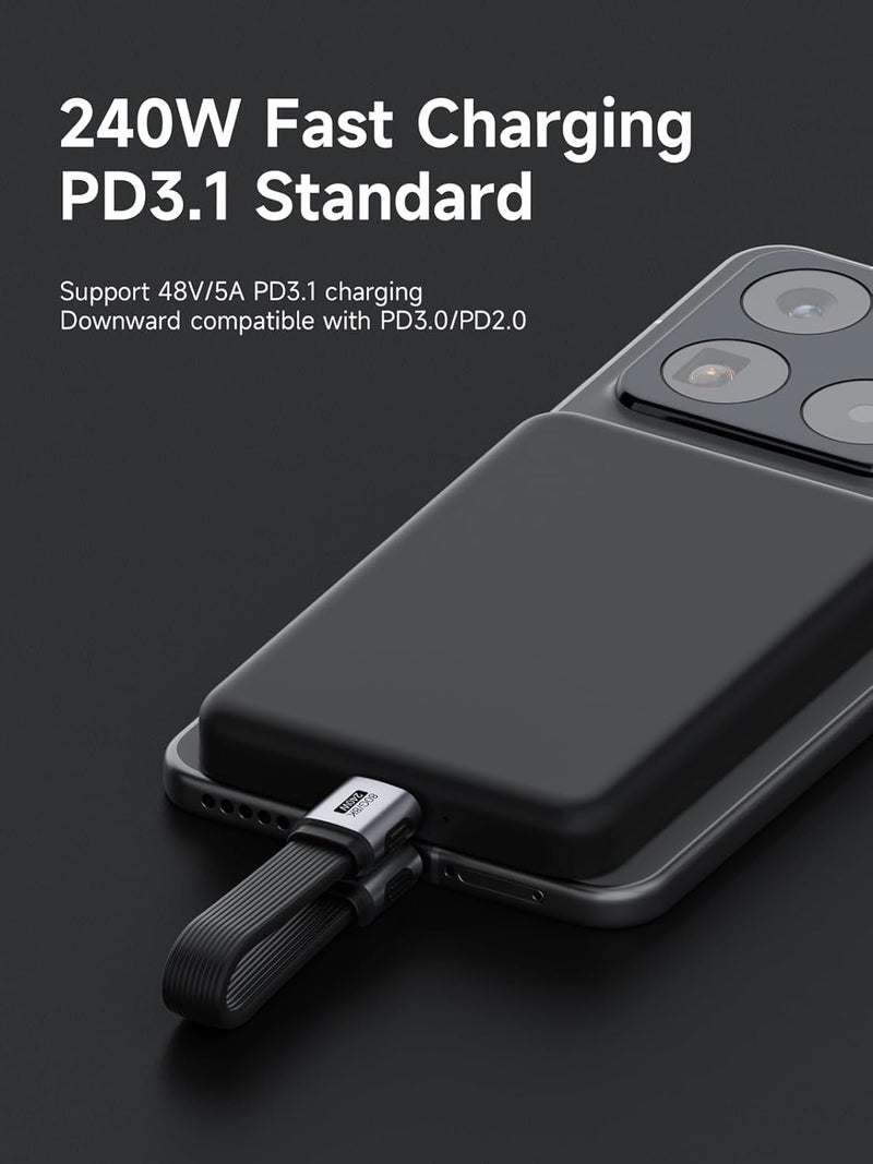 هاجيبس كابل هاجيبيس USB4، نقل بيانات بسرعة 80 جيجابت/ثانية، شحن سريع بقدرة 240 واط من نوع USB-C، كابل قصير USB 4 V2.0 بدقة 8K@60Hz لأجهزة iPhone 17 16 15 Pro Max وiPad Pro وThunderbolt 5/4 (مستقيم، 15 سم) - Image 2
