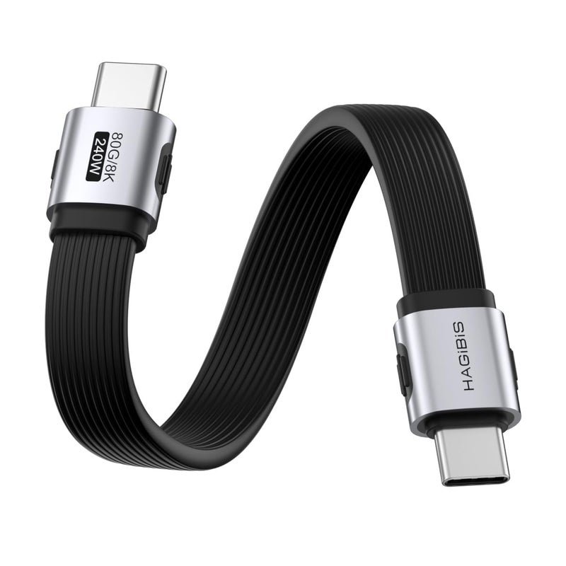 هاجيبس كابل هاجيبيس USB4، نقل بيانات بسرعة 80 جيجابت/ثانية، شحن سريع بقدرة 240 واط من نوع USB-C، كابل قصير USB 4 V2.0 بدقة 8K@60Hz لأجهزة iPhone 17 16 15 Pro Max وiPad Pro وThunderbolt 5/4 (مستقيم، 15 سم) - Image 1
