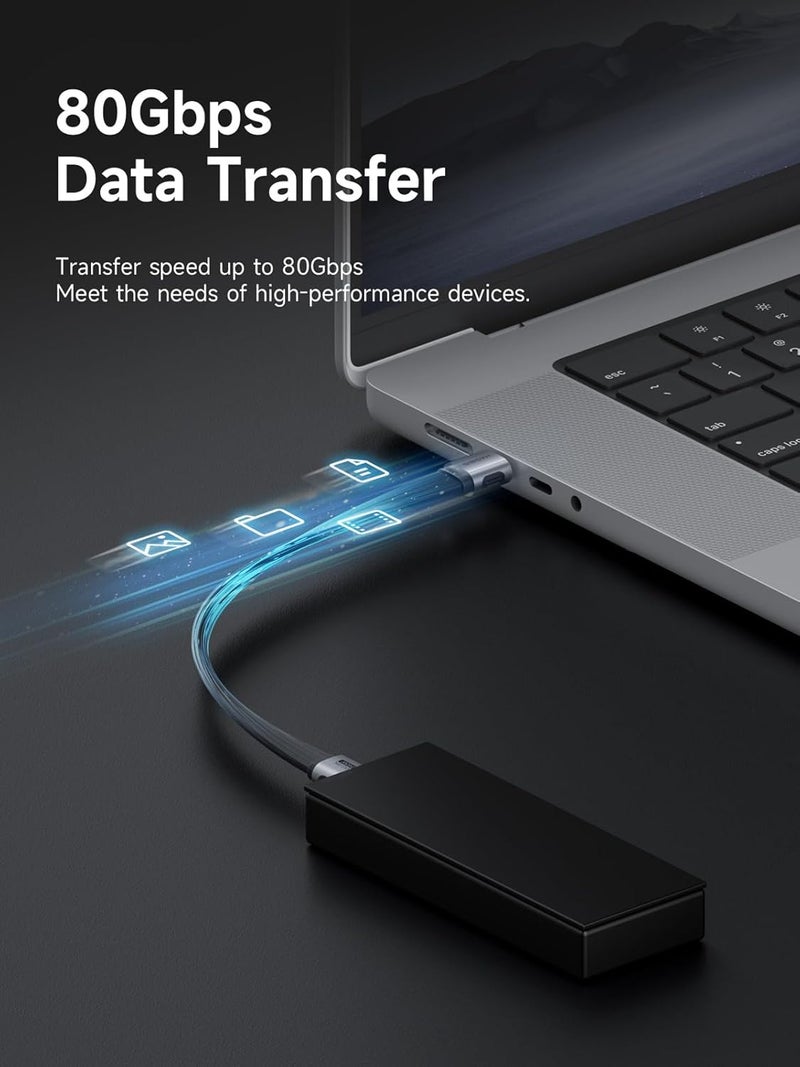 هاجيبس كابل هاجيبيس USB4، نقل بيانات بسرعة 80 جيجابت/ثانية، شحن سريع بقدرة 240 واط من نوع USB-C، كابل قصير USB 4 V2.0 بدقة 8K@60Hz لأجهزة iPhone 17 16 15 Pro Max وiPad Pro وThunderbolt 5/4 (مستقيم، 15 سم) - Image 3